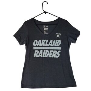 Nike Oakland Raiders NFL Team Apparel Womens V-Neck T-Shirt Grey Large Tri-Blend